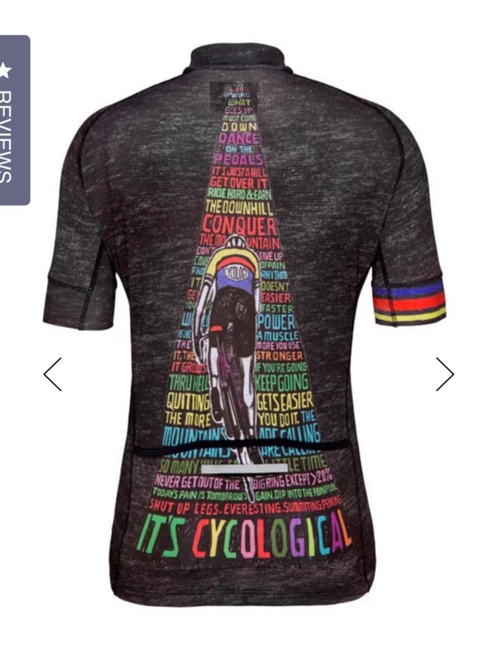 Cycling Jersey with Multicolor Typography Back Panel HILL CYCOLOGY JERSEY